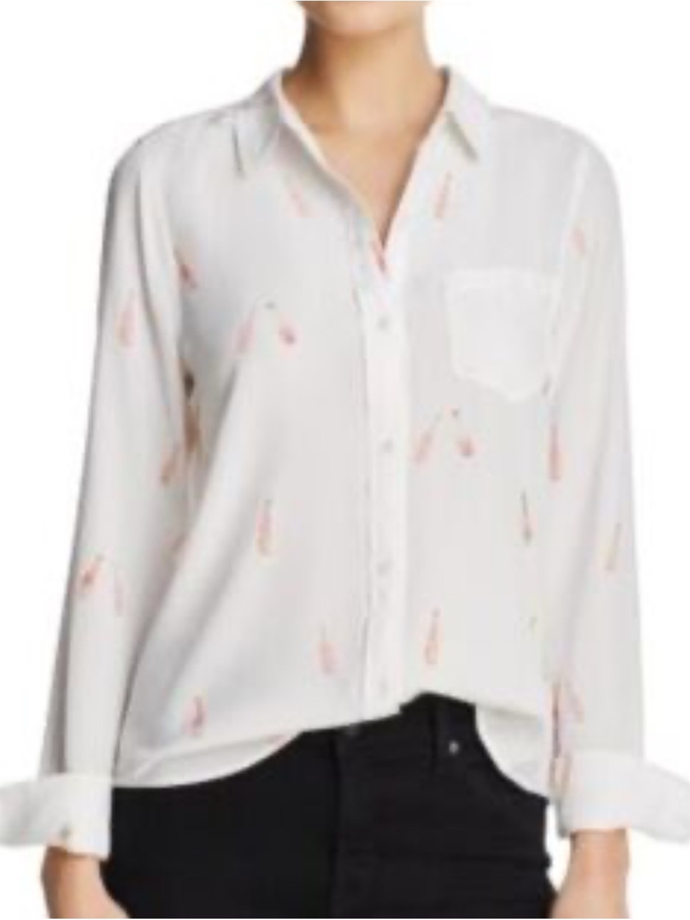 Rails Silk Button-Down Shirt with Pink Scattered Print